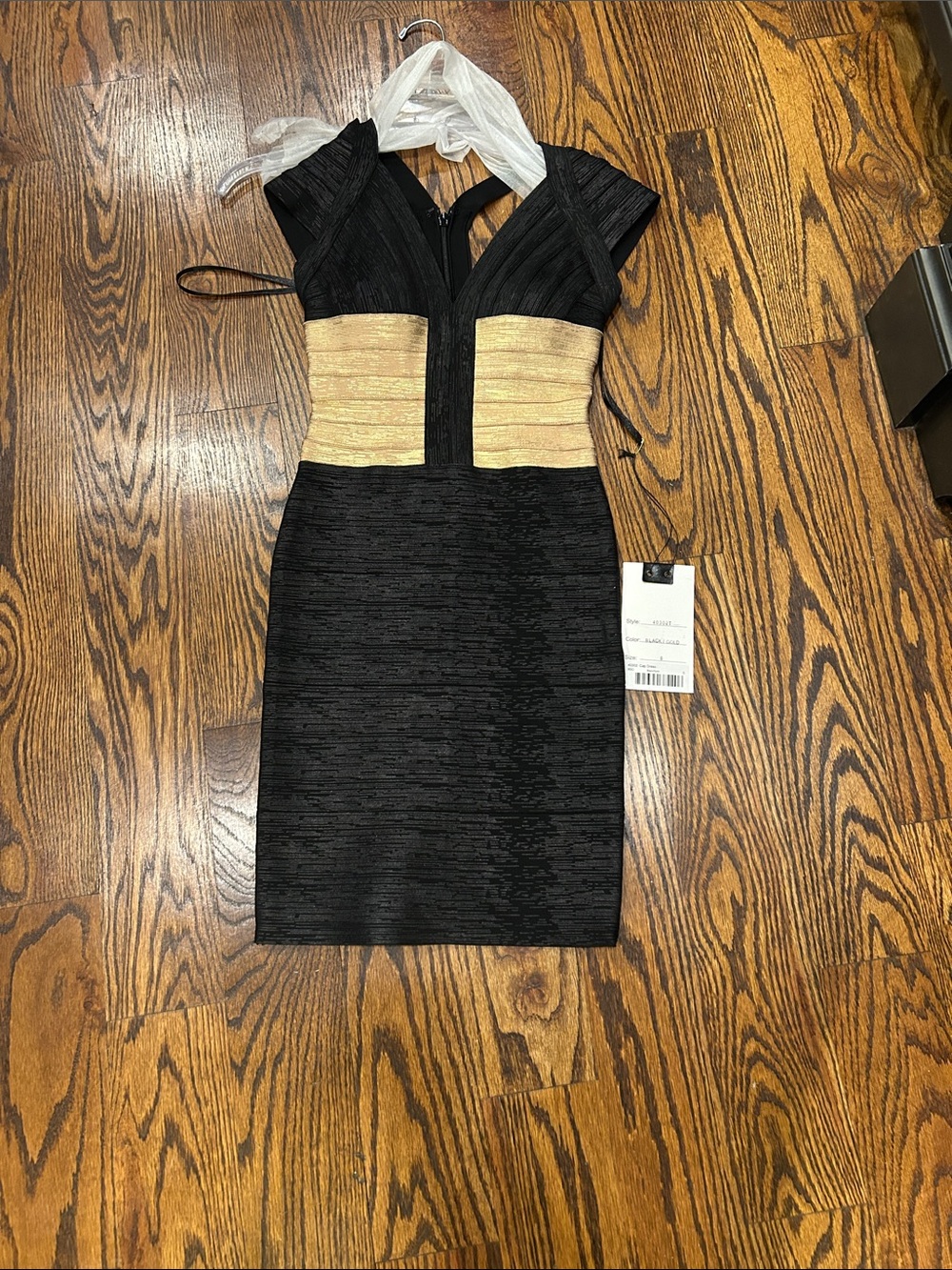 Mac Duggal Black and Gold Cocktail Dress